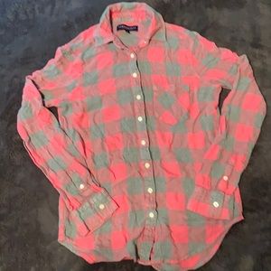 Aeropostale Womens Long Sleeve Flannel Plaid Button Up Short Size Medium